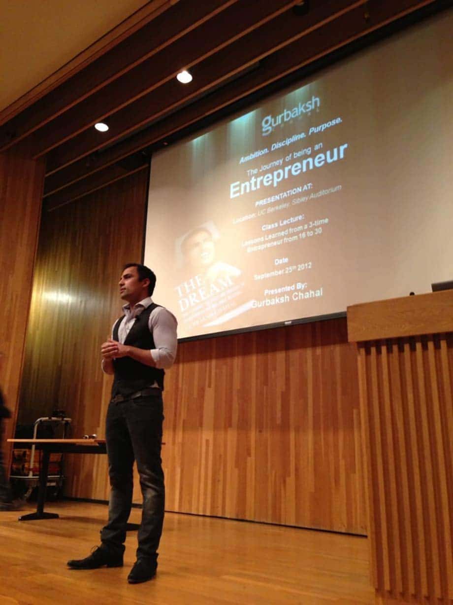 Gurbaksh Chahal at UC Berkeley delivering guest lecture