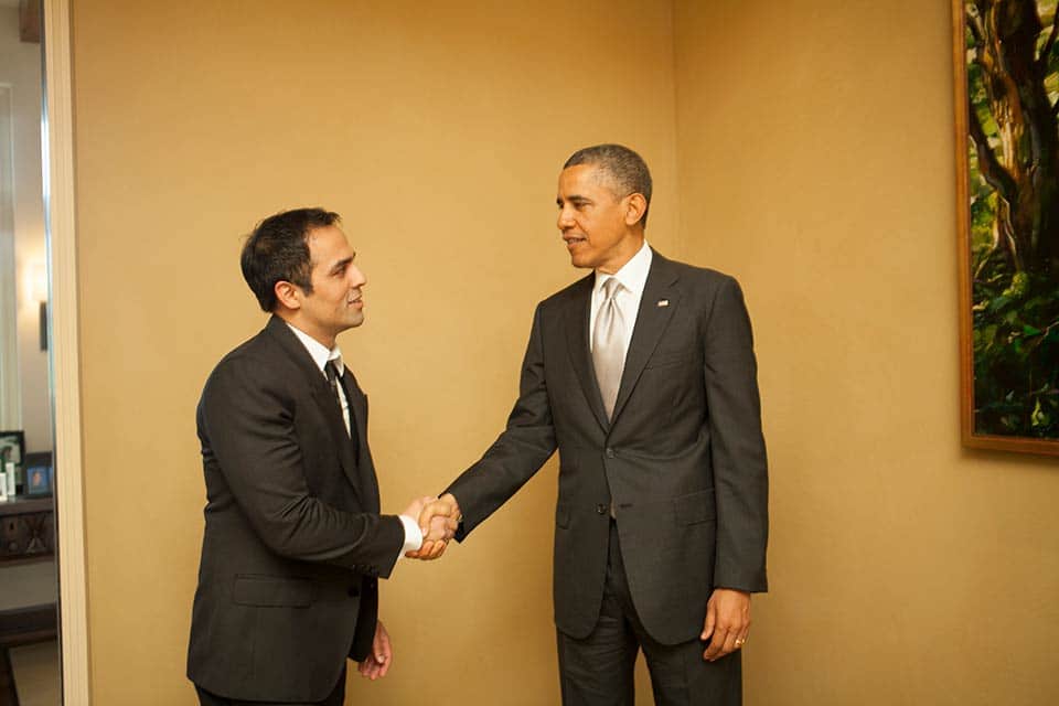 Greeting President Obama
