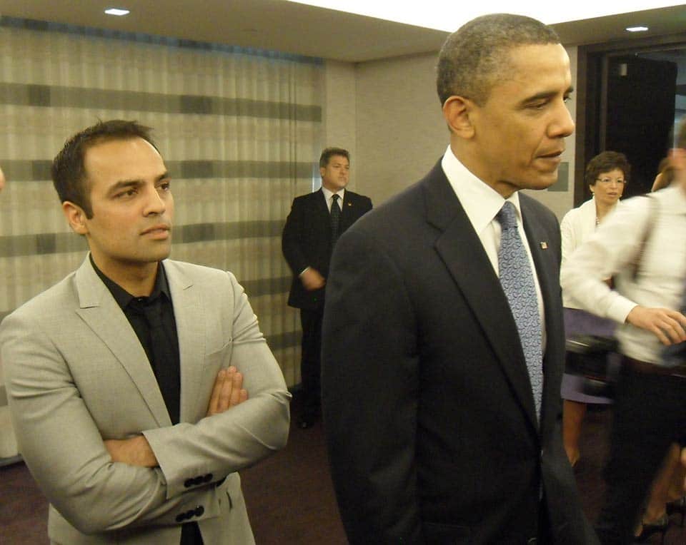 Beside President Obama at a Technology Roundtable